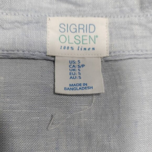 Sigrid Olsen Light Blue Lagenlook Oversized Linen Preppy Tunic Blouse S - Picture 4 of 13
